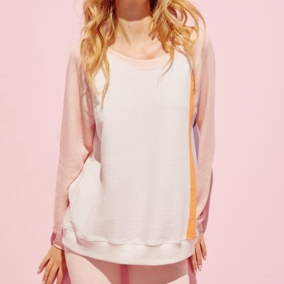NEW WildFox Grapefruit Striped Long Sleeve Sweatshirt - Picture 2 of 7